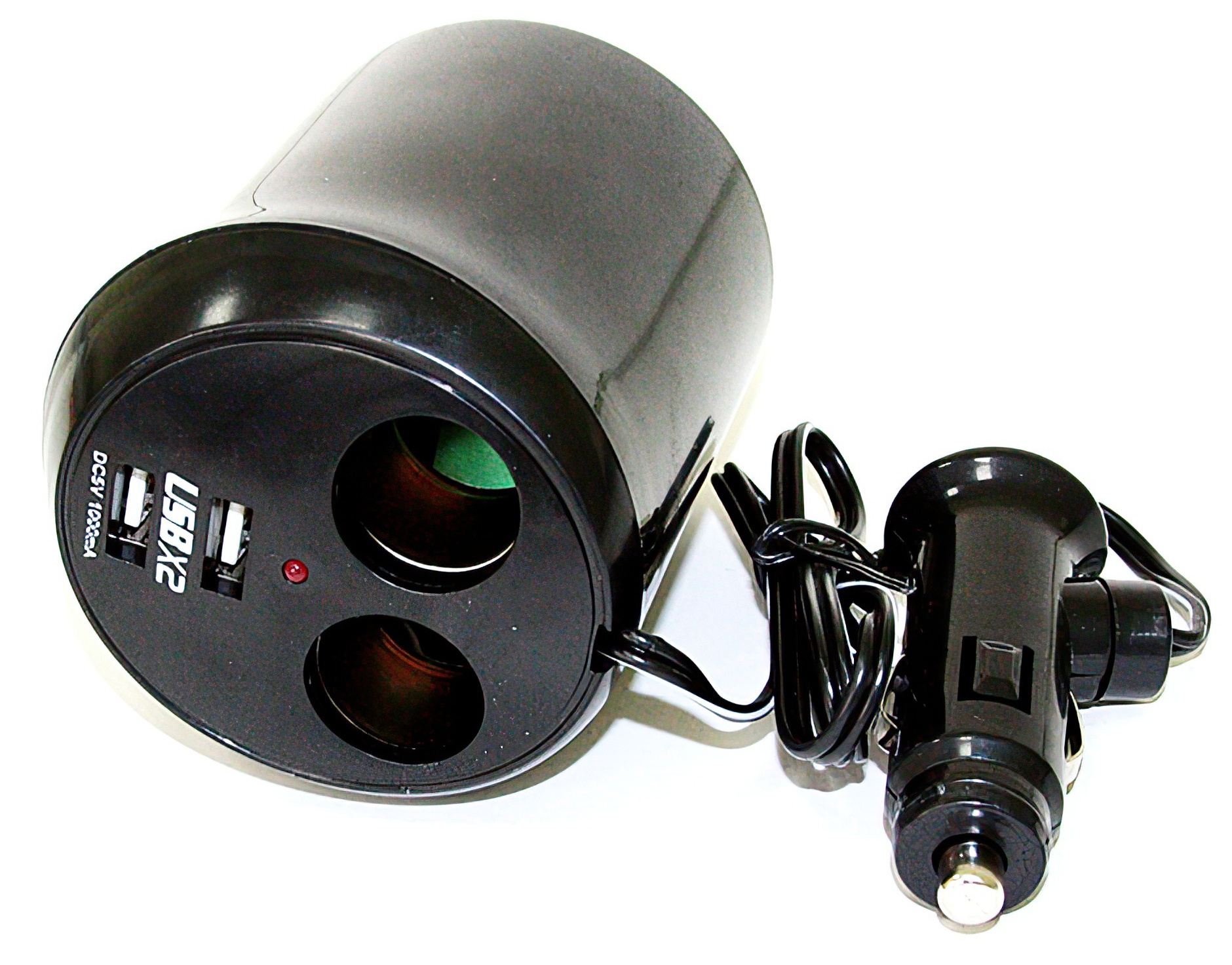 Купить Разветвитель прикуривателя в подстаканник на 2 выхода с 2 USB (1000mAh)