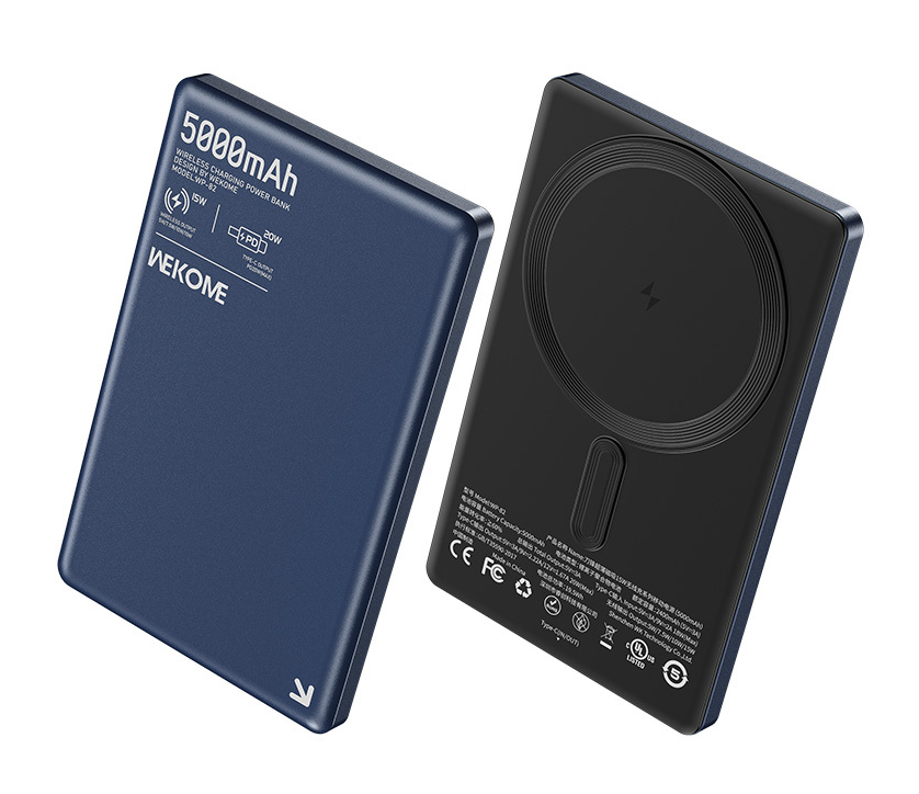 Купить Wekome Blade Ultra-Thin Magnetic Wireless Power Bank 15W 5000 mAh Type-C (WP-82) Blue