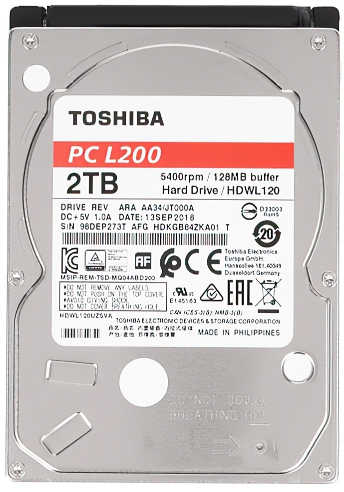 Купить Toshiba L200 HDWL120UZSVA, 2ТБ, HDD, SATA III, 2.5"