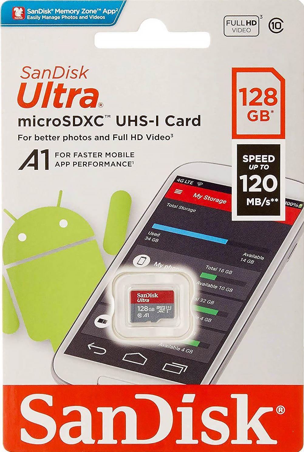 Купить SanDisk Ultra 128GB microSDXC Class 10 (SDSQUNC-128G-ZN3MN)