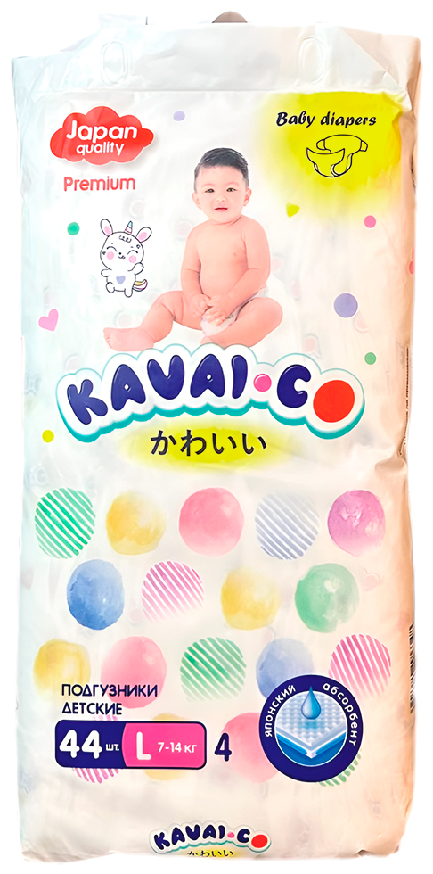 Kavai-Co Baby Disposable Diapers L 7-14kg (44 Pcs)