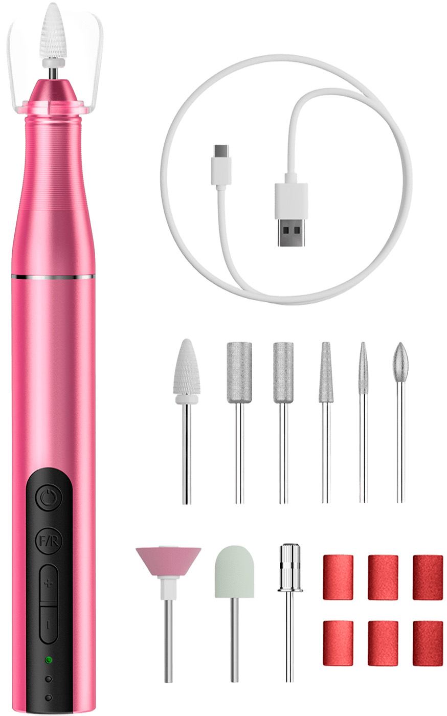 Купить SenCiciMen Cordless Portable Electric Nail Drill 15000 RPM 6 Grinding Heads (VC-08A) Pink