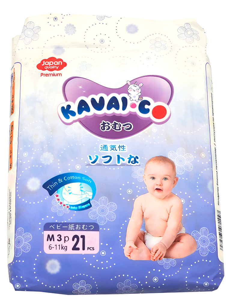 Kavai-Co Baby Disposable Diapers M 6-11kg (21 Pcs)