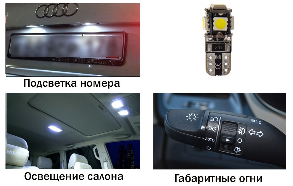 Габаритная светодиодная лампа CARCAM T10-5SMD 5050 CANBUS