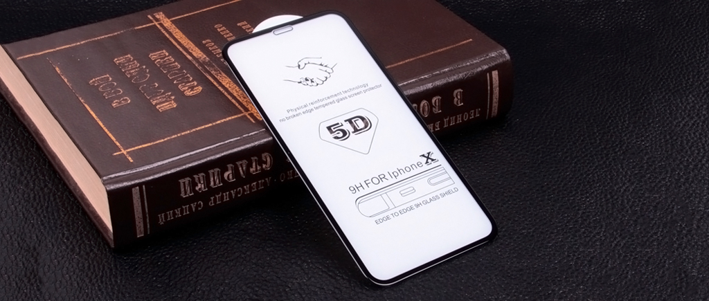 Защитное стекло Iphone 10X 5D 0.33 mm нанесено олеофобное покрытие