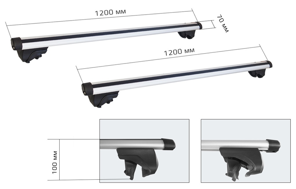 Габариты автомобильного багажника Carcam Rail 8102+b1