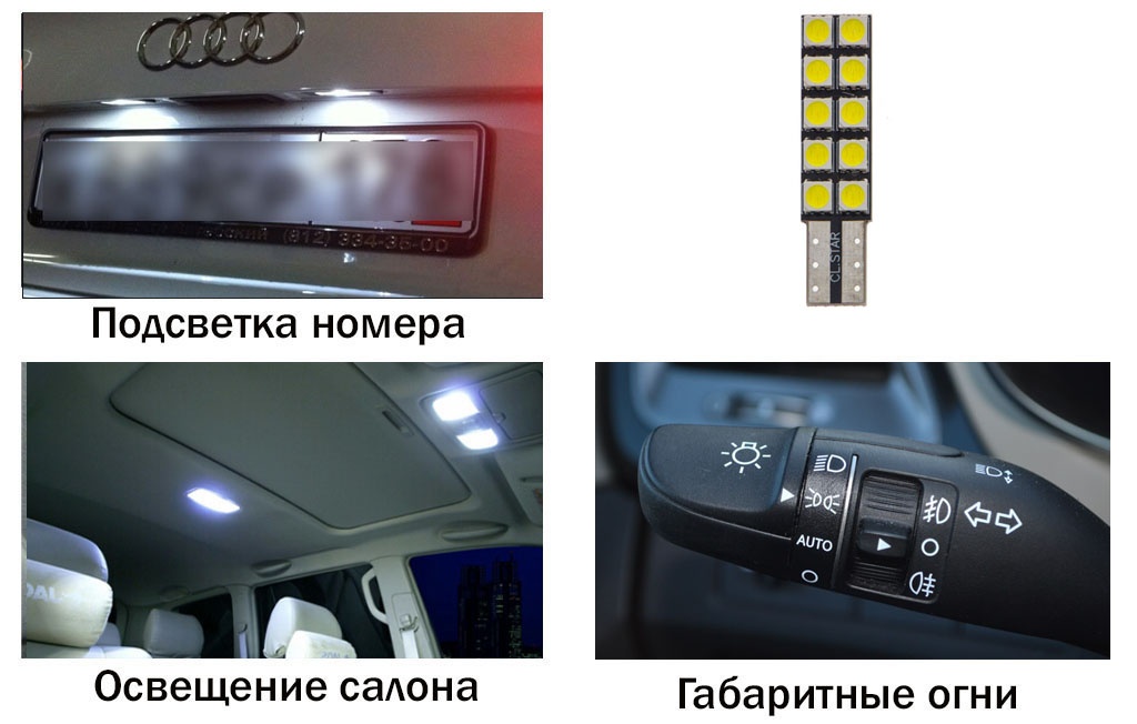 Габаритная светодиодная лампа CARCAM T10-10-5050 CANBUS
