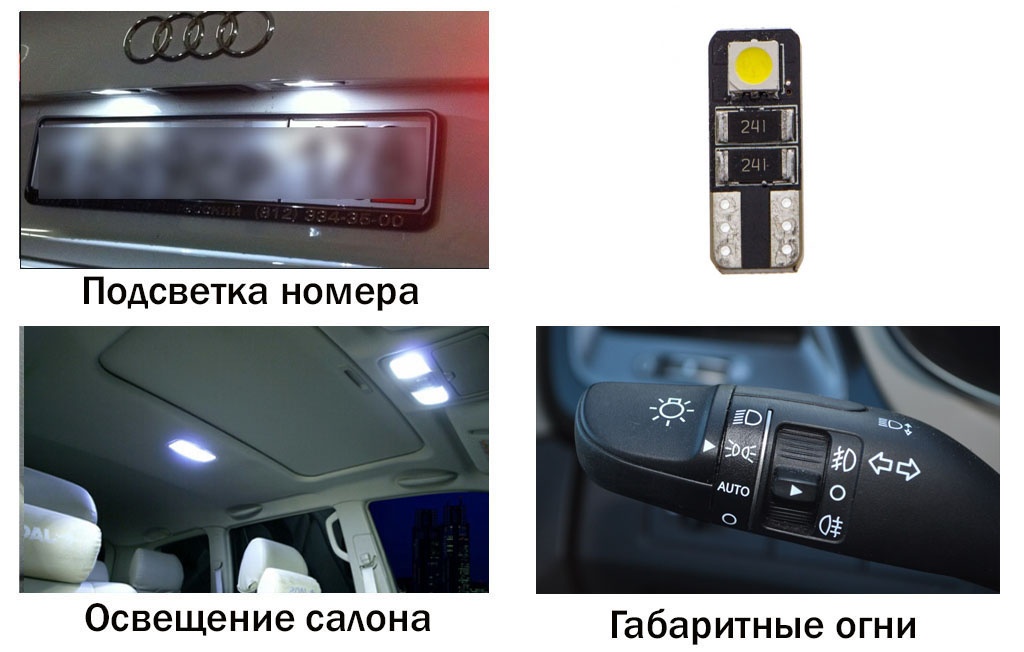 Габаритная светодиодная лампа CARCAM T10-2-5050 CANBUS