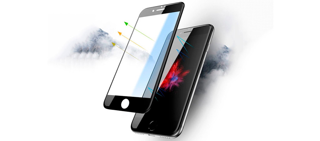 Защитное стекло Iphone 8 Plus 5D 0.33 mm нанесено олеофобное покрытие