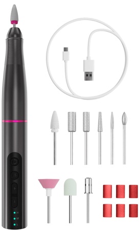 Купить SenCiciMen Cordless Portable Electric Nail Drill 15000 RPM 6 Grinding Heads (VC-08A) Black