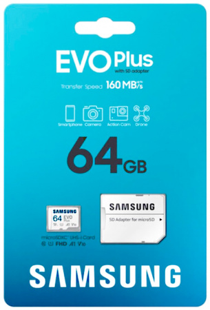 Купить Samsung EVO Plus 64GB microSDXC UHS-I Card (MB-MC64SA/CN)