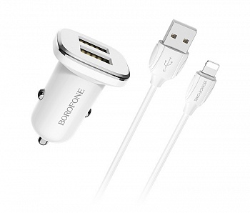 Купить Borofone BZ12i АЗУ 2USB 2.4A для Lightning 8-pin Белый (iPhone)