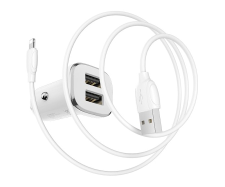 Купить Borofone BZ12i АЗУ 2USB 2.4A для Lightning 8-pin Белый (iPhone)