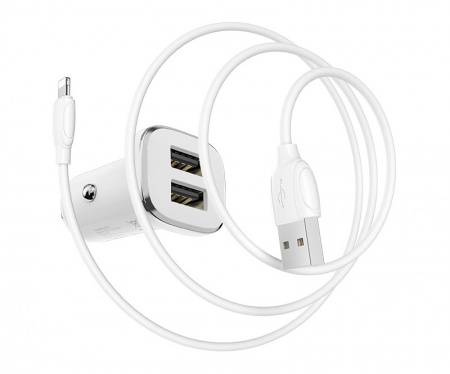 Купить Borofone BZ12i АЗУ 2USB 2.4A для Lightning 8-pin Белый (iPhone)