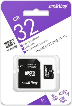 Купить SmartBuy microSDHC 32Gb Class10 U1 V10 (SB32GBSDCCTV)