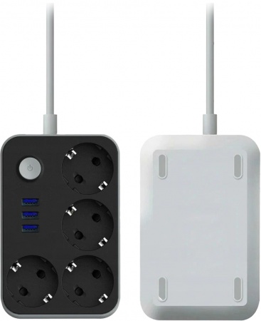 Купить Lucky Hawk 4 Power Socket Black/Grey (314) (4 Розетки + 3 USB) 3m