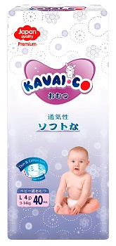 Kavai-Co Baby Disposable Diapers L 9-14kg (40 Pcs)