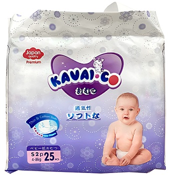 Kavai-Co Baby Disposable Diapers S 4-8kg (25 Pcs)