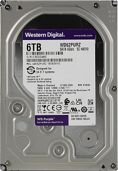 Купить WD Purple WD62PURZ, 6ТБ, HDD, SATA III, 3.5"