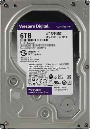 Купить WD Purple WD62PURZ, 6ТБ, HDD, SATA III, 3.5"