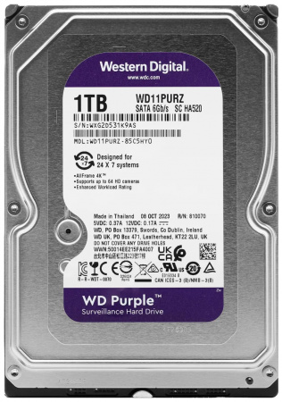 Купить WD HDD 1TB, SATA III, 3.5" (WD11PURZ) Purple