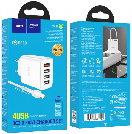Купить Hoco C102A 4USB 2.1A QC3.0