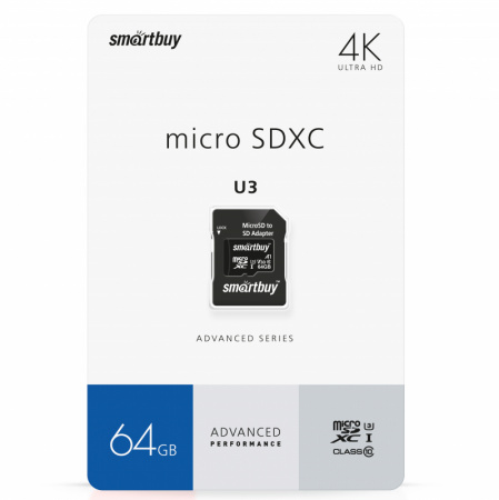 Купить SmartBuy 64GB microSDXC Class 10 U3 Advanced Series