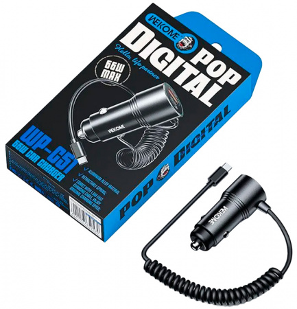 Купить Wekome Pop Digital Series 66W Cabled Fast Car Charger (WP-C51) Black