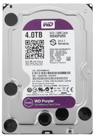 Купить WD HDD 4TB, SATA III, 3.5" (WD40PURX)