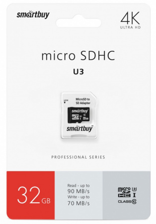 Купить SmartBuy microSDXC 32GB Class 10 U3 Pro