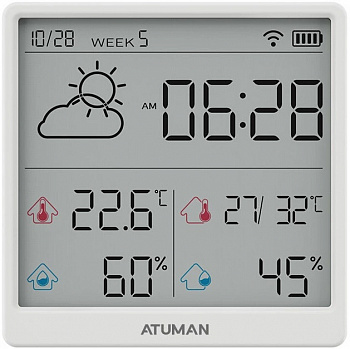 Купить Xiaomi AtuMan Intelligent Temperature and Humidity Clock TH3 White