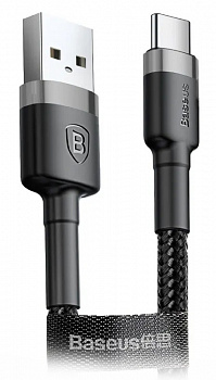 Купить Baseus Cafule Cable USB For Type-C 3A 1M Gray - Black (CATKLF-BG1)