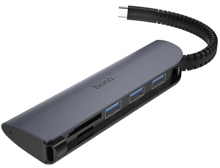 Купить Type-C хаб HOCO HB17 Easy connect (USB3.0-3+SD+TF)