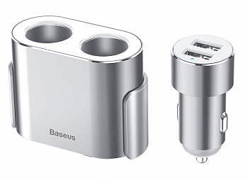 Купить Baseus High Efficiency One to Two Cigarette Lighter Silver