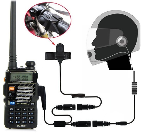 Купить BAOFENG Helmet Kit Full Face Motorcycle Headset Earpiece Mic, 2 Pin K-plug