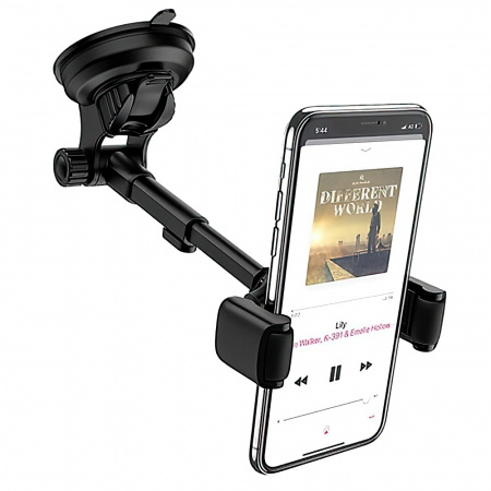 Купить Автомобильный держатель для телефона на присоске Hoco S12 Lite - Черный/Серебристый