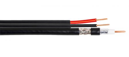Купить Кабель коаксиальный RG-59U, 75 Ом (CCA, AL) + 2x0.75 мм2 CCA, чёрный, 10 м