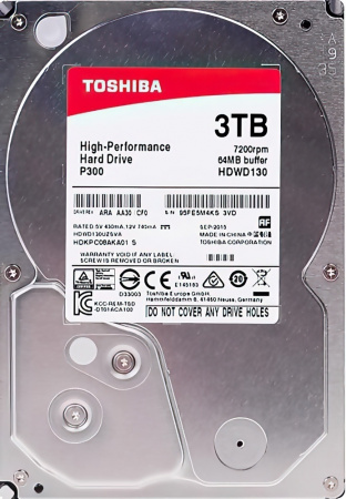 Купить Toshiba P300 HDWD130UZSVA, 3ТБ, HDD, SATA III, 3.5"