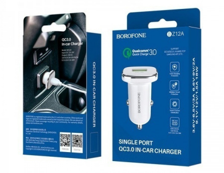 Купить Borofone BZ12A АЗУ 1USB 3.0A QC3.0 Быстрая зарядка Белый